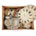 A quantity of clock dials, to include painted dials, some glasses, etc.