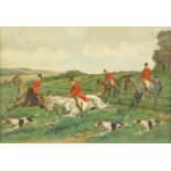 After De Condanry. Hunting scene print, 30cm x 42cm, various other hunting prints after Alden