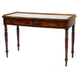 An early 19thC mahogany washstand, the raised gallery above two frieze drawers, each with turned