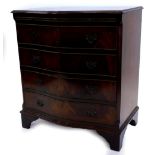 A mahogany and boxwood strung chest of drawers in George III style, with two short and three long