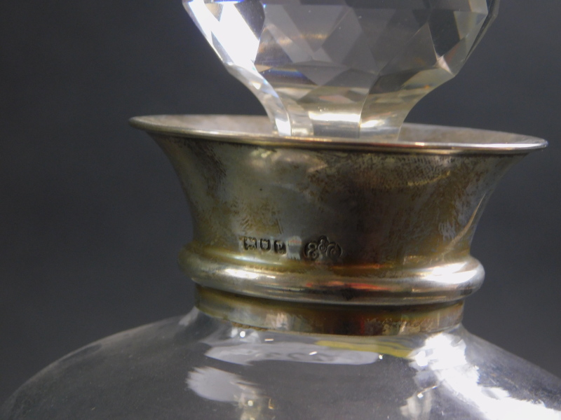 A George V Elkington and Co. cut glass decanter with silver collar, of waisted form, associated - Image 2 of 2