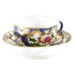 A Samson French porcelain cup and saucer, decorated in Worcester style with Asiatic pheasants and