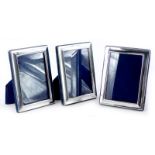 Three modern silver rectangular photograph frames, 15cm x 11.5cm