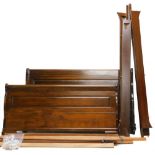 A mahogany sleigh bed, with plain rails and hardwood slats, 160cm wide.