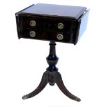 A walnut occasional table, the rectangular top with two drop leaves and a moulded edge above two