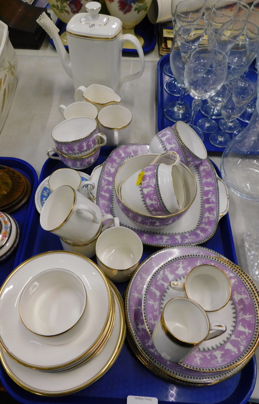 A Royal Doulton Gold Concord pattern part coffee service, to include sugar bowl, coffee cans and