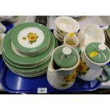 A Wedgwood Sunflower pattern part tea and dinner service, to include teapot, hot water jug, milk