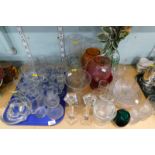 Glassware, to include candlesticks, jug, vases, drinking glasses, lemon squeezer, etc. (a quantity)