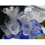 Glassware, to include decanter, liqueur glasses, tumbler, vases, etc. (1 tray)