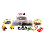 Die cast and other vehicles, including a Lesney JCB 808., Corgi Ferrari 308GTS., two Tetley On The