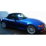 A BMW Z3 Roadster, V832 LEC, manual, blue piped interior, mileage 44,855, first registered 1/9/1999.