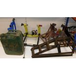 Assorted car and bicycle collectables, including a 1955 jerry can, pair of wheel ramps, a Clarke