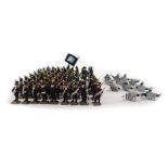 Various 20thC lead soldiers, to include some in black holding rifles, 3.5cm H, other regiments, etc.