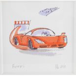 After Elia (20th). Ferrari, limited edition colour print 88/195, 13.5cm x 13.5cm