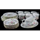 A Royal Standard porcelain part dinner and tea service decorated in the Mandarin pattern, comprising
