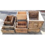 A group of pine crates, for Whisky, Port and other alcohol, to include The Peatmoor Scotch Whisky.,