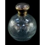 An Edward VII cut glass scent bottle and stopper, with fluted geometric decoration, silver mount and