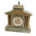 A French late 19thC onyx cased architectural mantel clock for D R Simms, Chipping Norton, circular b