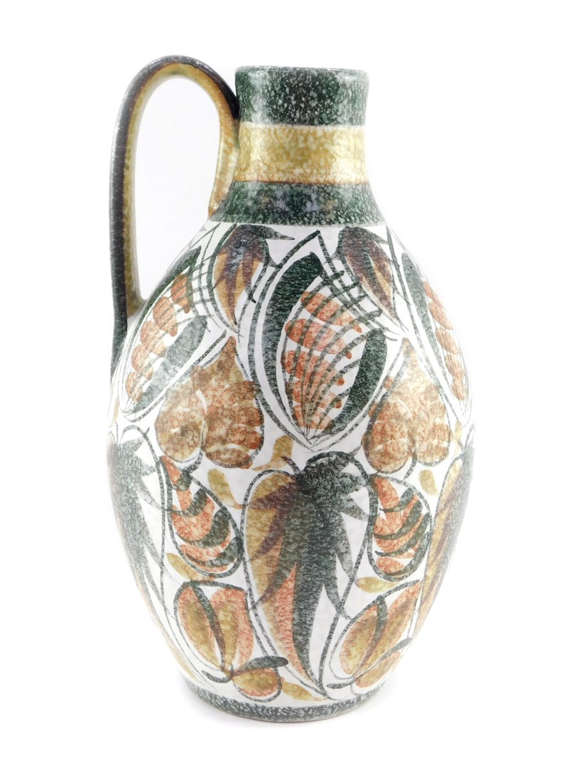 A Denby pottery 1960's flagon designed by Glyn College, decorated with stylised leaves, printed mark