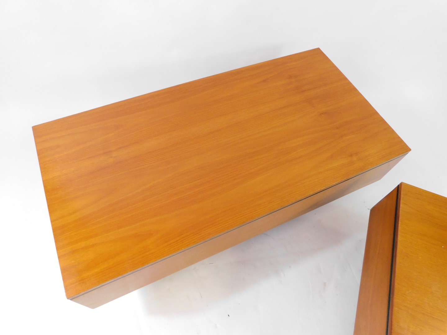 A pair of vintage teak and ebonised graduated coffee tables, the smaller with a frieze drawer, the l - Image 5 of 5