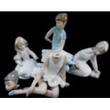 A Lladro porcelain figure group modelled as Forest Land Encounter, boxed, together with a figure of