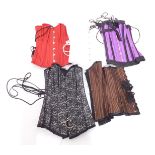 Five heavy steel boned training corsets, size 20, to fit 22-26 inch waist, comprising silver brocade