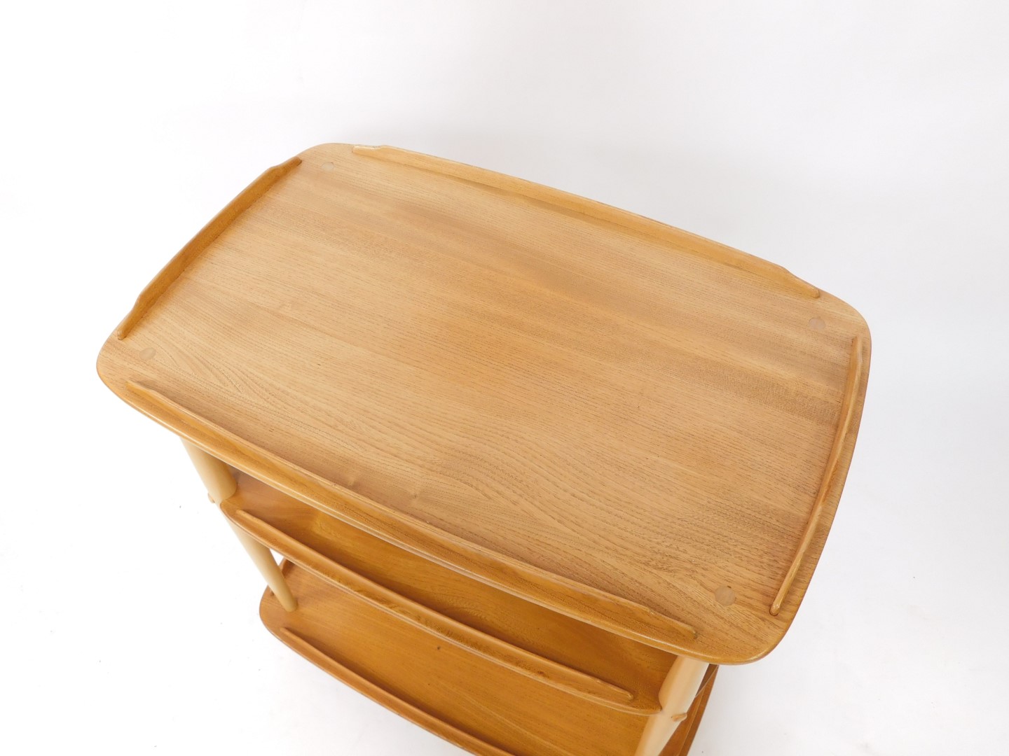 An Ercol light elm and ash Golden Torque Dawn tea trolley, of three tier form, raised on castors, 77 - Image 2 of 4