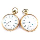 A Labrador gentleman's gold plated pocket watch, open face, keyless wind, circular enamel dial, bear