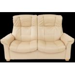 A Ekornes Stressless two seater caramel leather three seater sofa, 165cm wide.