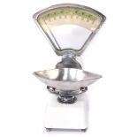A set of Chayney & Company Limited shop counter fan scales scales, to weight 2lbs by ¼oz divisions,
