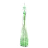 An Empoli vintage green glass bottle and stopper, of fluted tapering form, 67cm high.