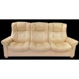 A Ekornes Stressless three seater caramel leather three seater sofa, 229cm wide.