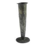 A Solkets Archibald Knox designed pewter bud vase, possibly for Liberty & Company, of tapering cylin