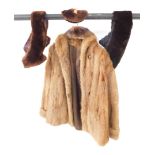 A vintage fox fur jacket, together with assorted fur collars and cuffs.