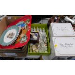 Two Elizabeth II commemorative plates, trays, Royal related books, decorated boot ornaments, Fine