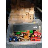A collection of toys, to include a scratch built wooden model of a house, Britains and other plastic