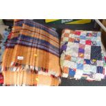 Various rugs, tartan throws, patchwork quilt, etc. (a quantity)