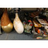 General household effects, to include a leaded glass cockerel table lamp, vases, pictures, prints,