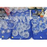 Decorative glassware and effects, to include suites of drinking glasses, large wine glasses 25cm