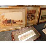 Various pictures, prints, frames, country scenes, Atherstone Hunt, etc. (a quantity)