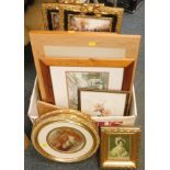 Various pictures, prints, etc., in gilt frames. (1 box)