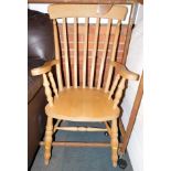 A beech lath back kitchen chair.