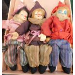 Three vintage models of clowns, 28.5cm high.