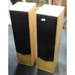 A pair of free standing AS Acoustic Solutions speakers, in lightwood cases, 81cm, high. (2)