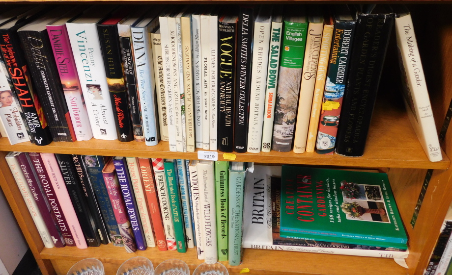 General books, to include gardening related, 20thC fiction, etc. (3 shelves)