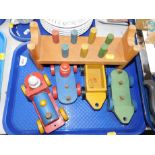 Child's toys, to include push-a-long trains, wooden toys, etc. (1 tray)