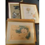 Oriental pictures, embroidered print, 49cm x 36cm, frames, pictures, prints, etc. (a quantity)