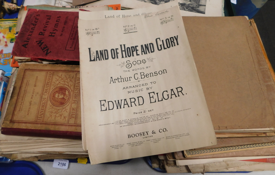 Various sheet music, early 20thC, etc., to include Boosey and Co, Edward Elgar, etc. (2 tray)