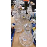 Decanters, to include a ship's decanter, a green glass bottle, etc. (a quantity)