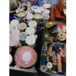 China and effects, etc, cotton thread and other sewing related items, kitchen ware, cups, part